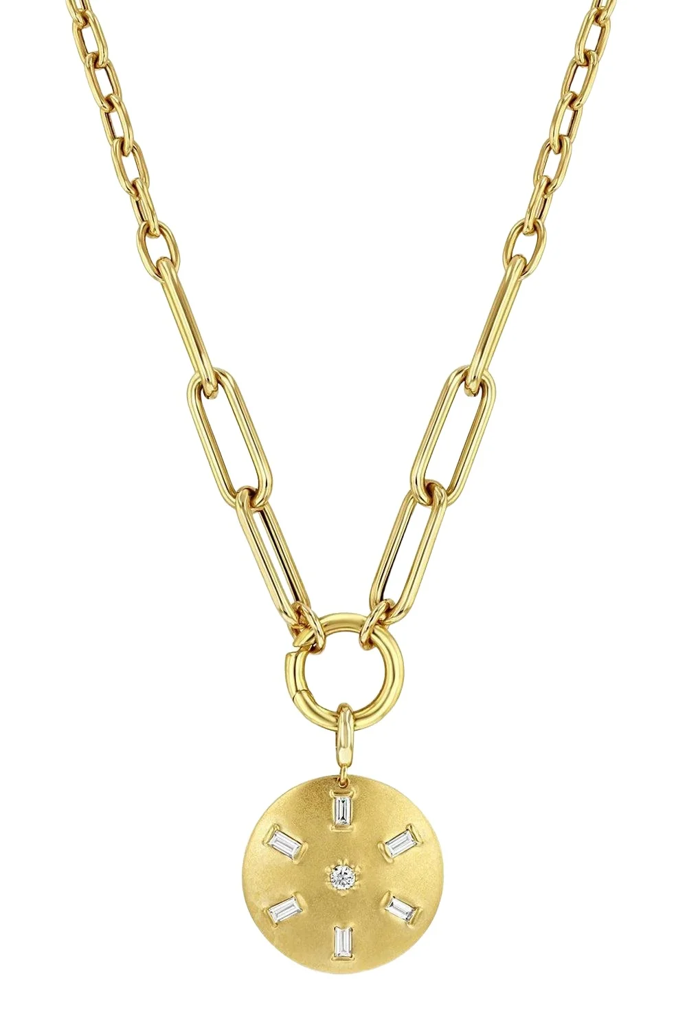 Zoë Chicco Baguette Diamond Rays Pendant Necklace