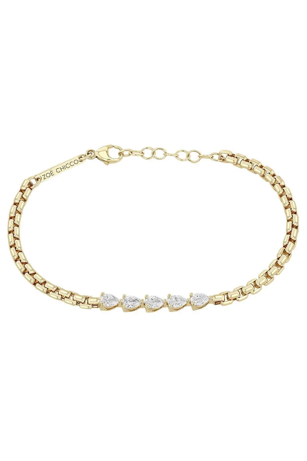Diamond 5 Link Box Chain Bracelet