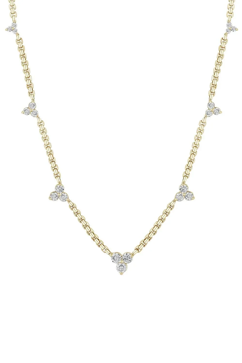 Diamond Small Trio Station Box Chain Chain Necklace