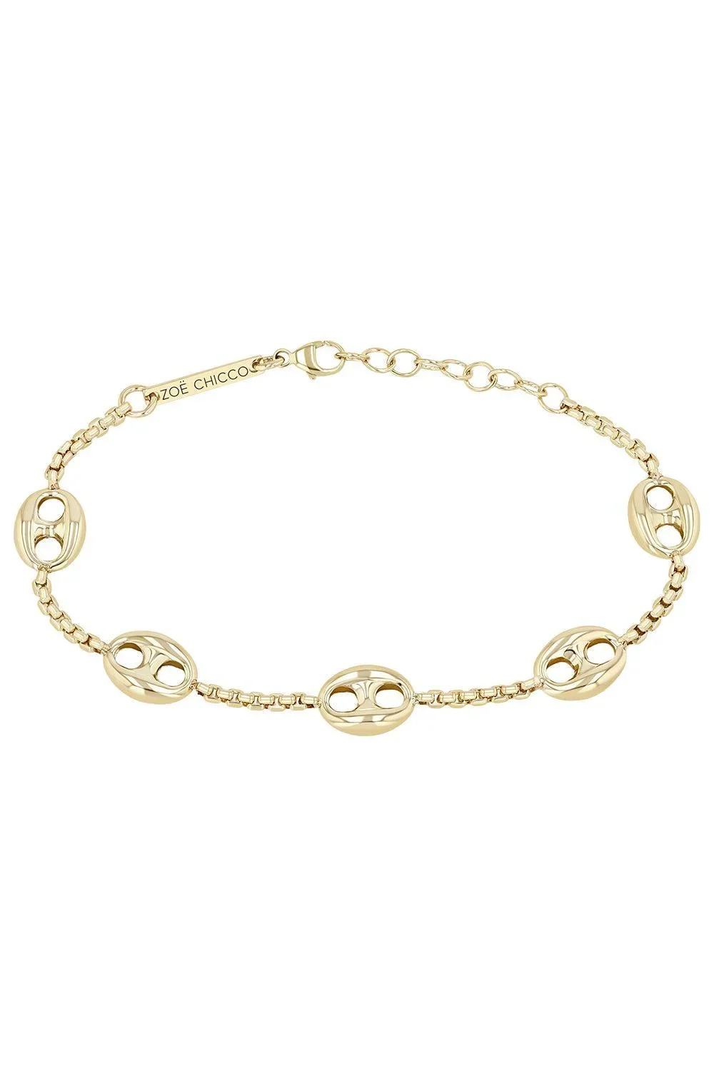 Large 5 Mariner Link Station Box Chain Bracelet