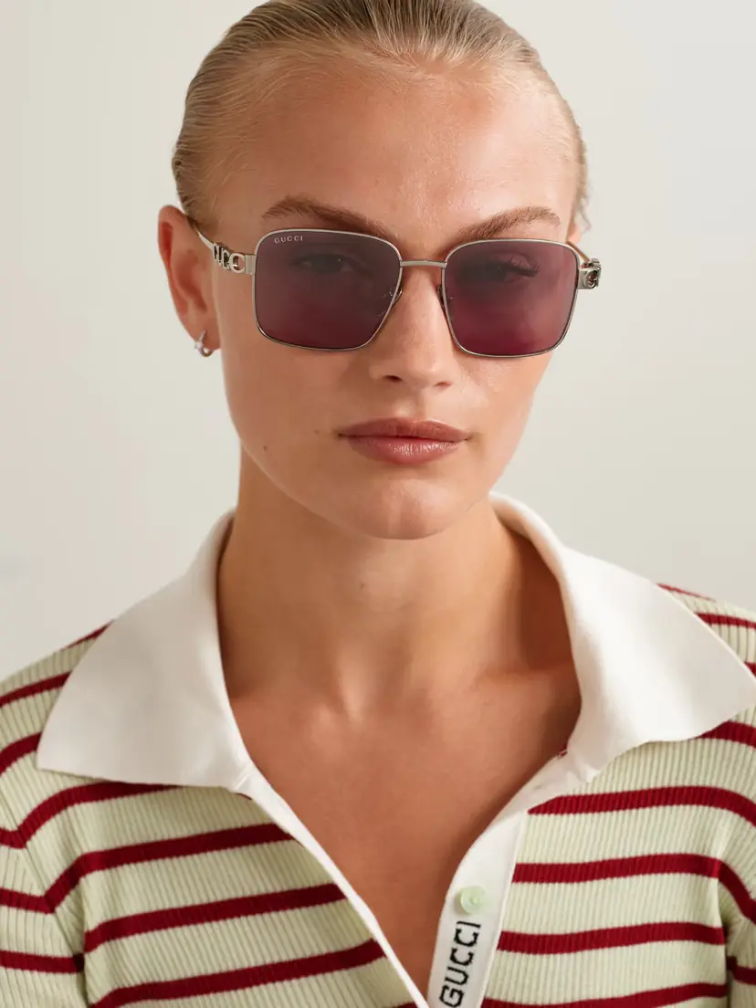 Gucci Eyewear Square-frame Silver-tone Sunglasses | Thumbnail 2 Gucci Eyewear Square-frame Silver-tone Sunglasses | Thumbnail 2