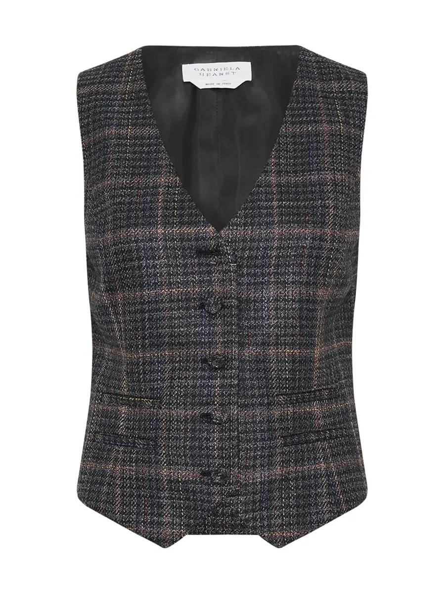 Coleridge Wool Silk Clubcheck Plaid Vest