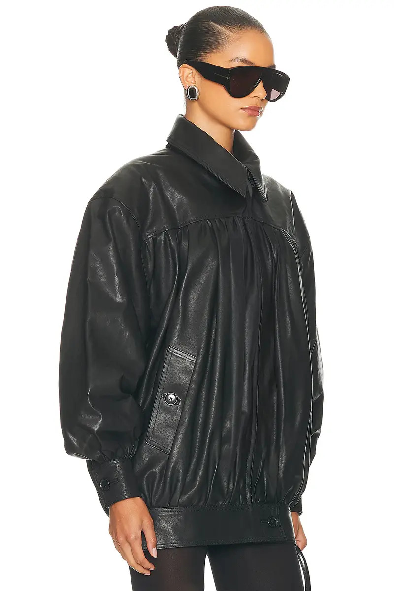 Helsa The Shirred Oversized Leather Jacket | Thumbnail 5 Helsa The Shirred Oversized Leather Jacket | Thumbnail 5