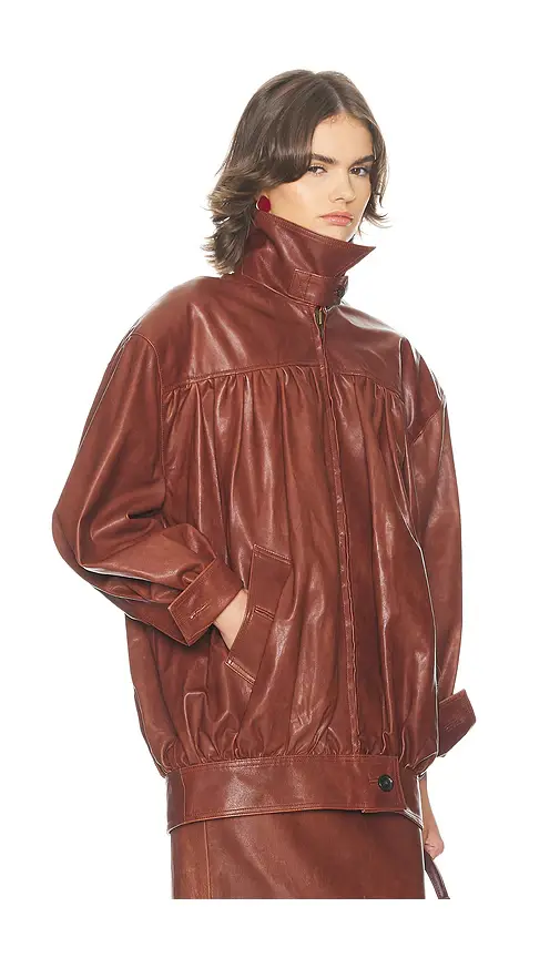 Helsa The Shirred Oversized Leather Jacket | Thumbnail 2