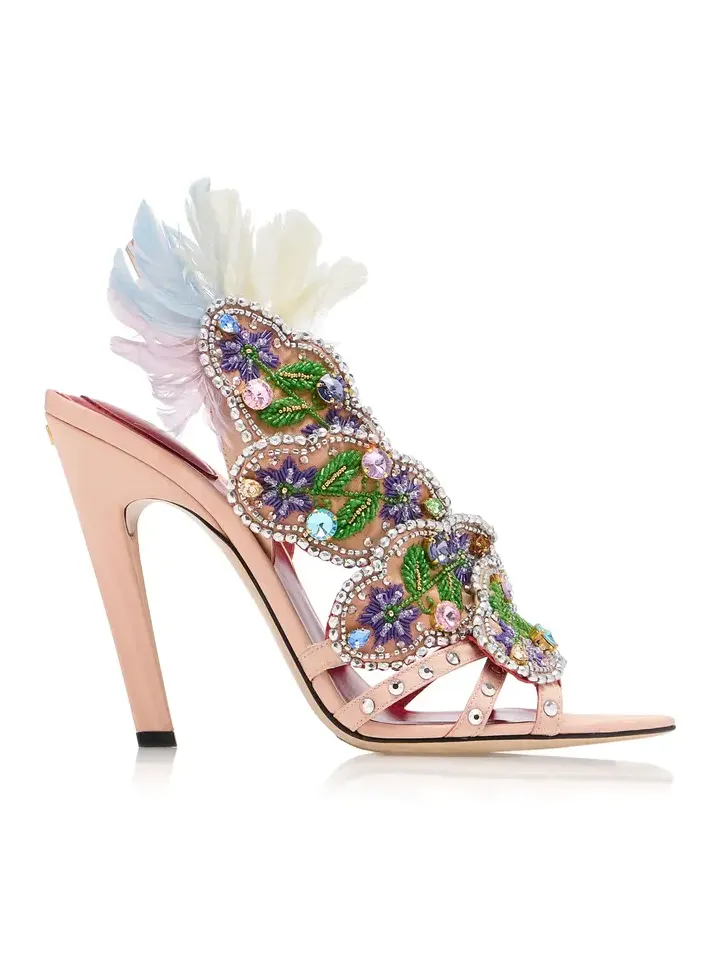 Valentino Garavani Embellished Moiré Heeled Sandals