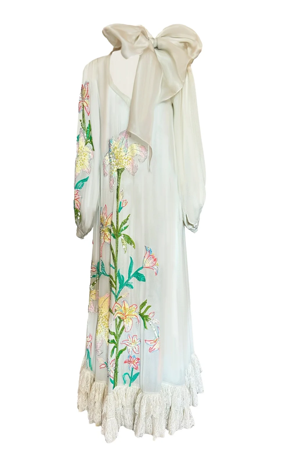 White Whimsical Embroidered Silk Dress White Whimsical Embroidered Silk Dress