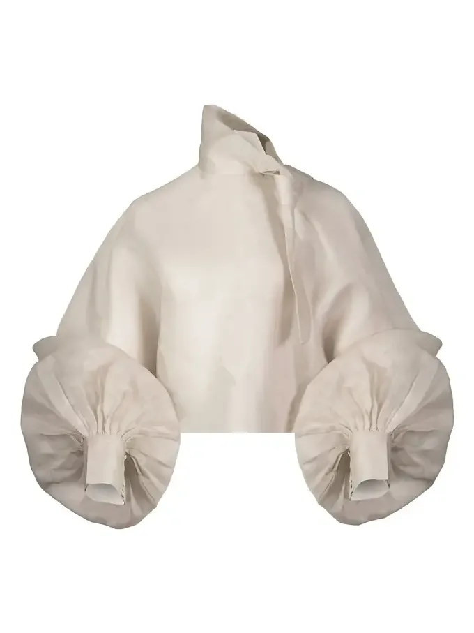 Pearl Tie-Up Silk Top