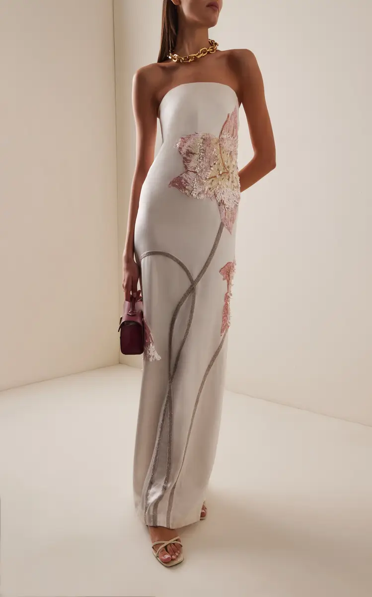 LA FUORI Rosebud-Embroidered Silk Maxi Dress | Thumbnail 2 LA FUORI Rosebud-Embroidered Silk Maxi Dress | Thumbnail 2