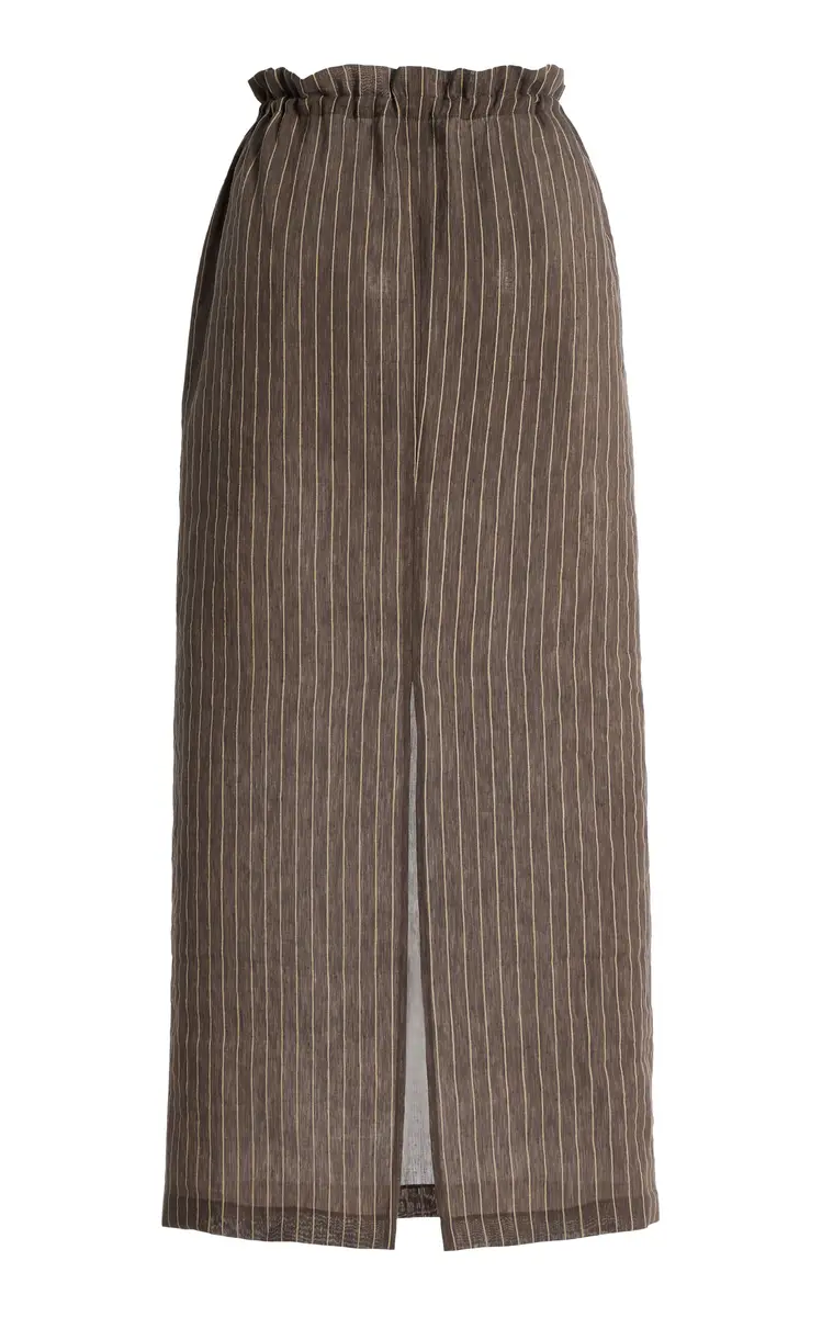 KALLMEYER Regina Pinstriped Linen-Blend Midi Skirt | Thumbnail 5 KALLMEYER Regina Pinstriped Linen-Blend Midi Skirt | Thumbnail 5