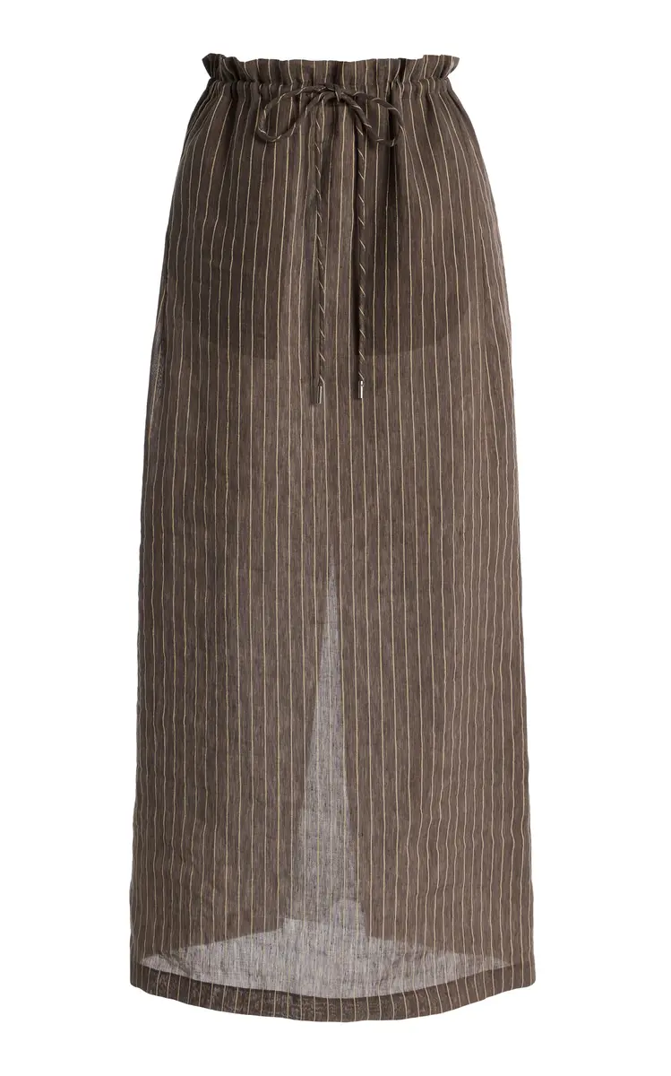 KALLMEYER Regina Pinstriped Linen-Blend Midi Skirt | Image 1 KALLMEYER Regina Pinstriped Linen-Blend Midi Skirt | Image 1