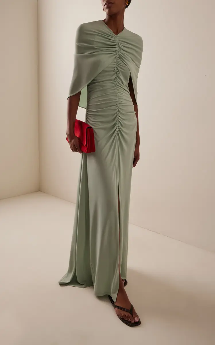 KALLMEYER Matilda Ruched Jersey Cape Gown | Thumbnail 2 KALLMEYER Matilda Ruched Jersey Cape Gown | Thumbnail 2