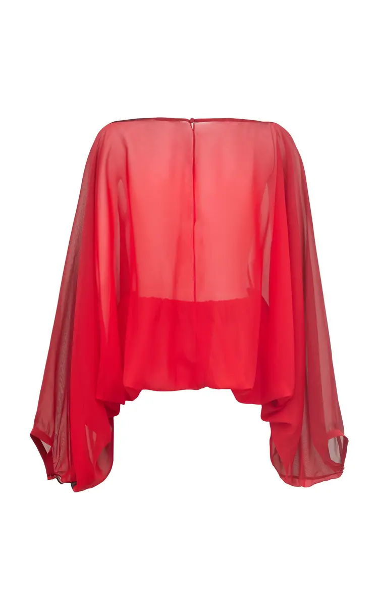 Antonio Grimaldi Alice Silk Georgette Crop Top - Red | Thumbnail 2
