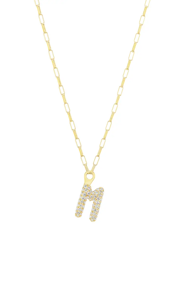 14k Yellow Gold Diamond Mini Letter Necklace - Gold - Only At Moda Operandi