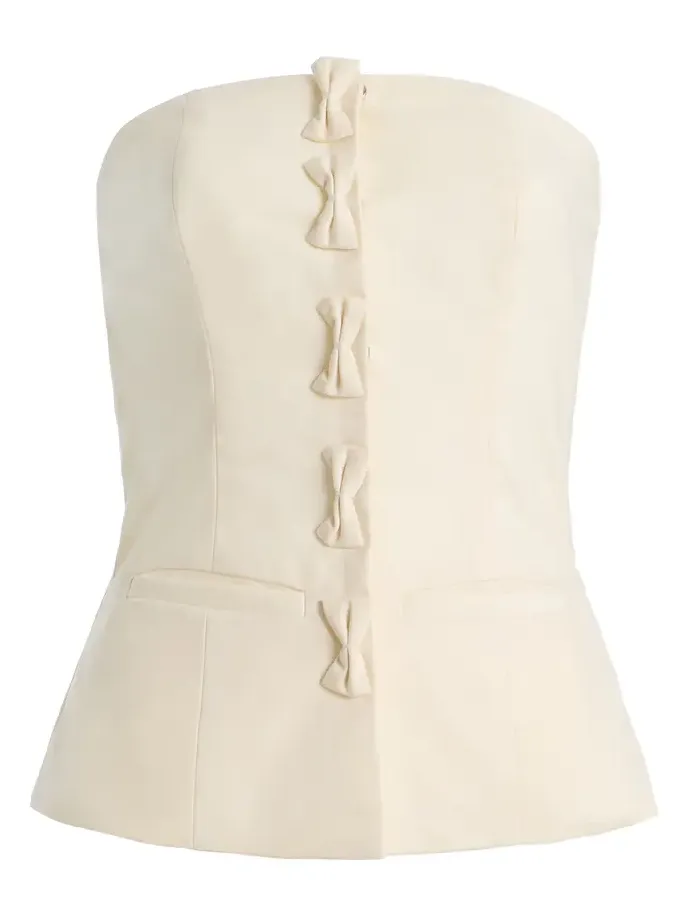 Marlies Grace Olivia Bow-Detailed Wool-Blend Strapless Top