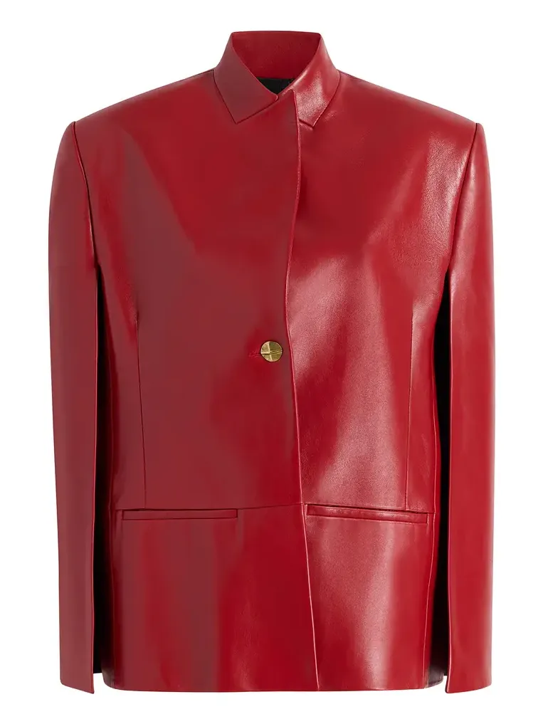 Khaite Dolso Cape-Sleeve Plonge Leather Jacket