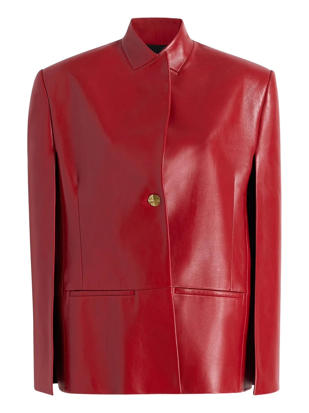 Khaite Dolso Cape-Sleeve Plonge Leather Jacket