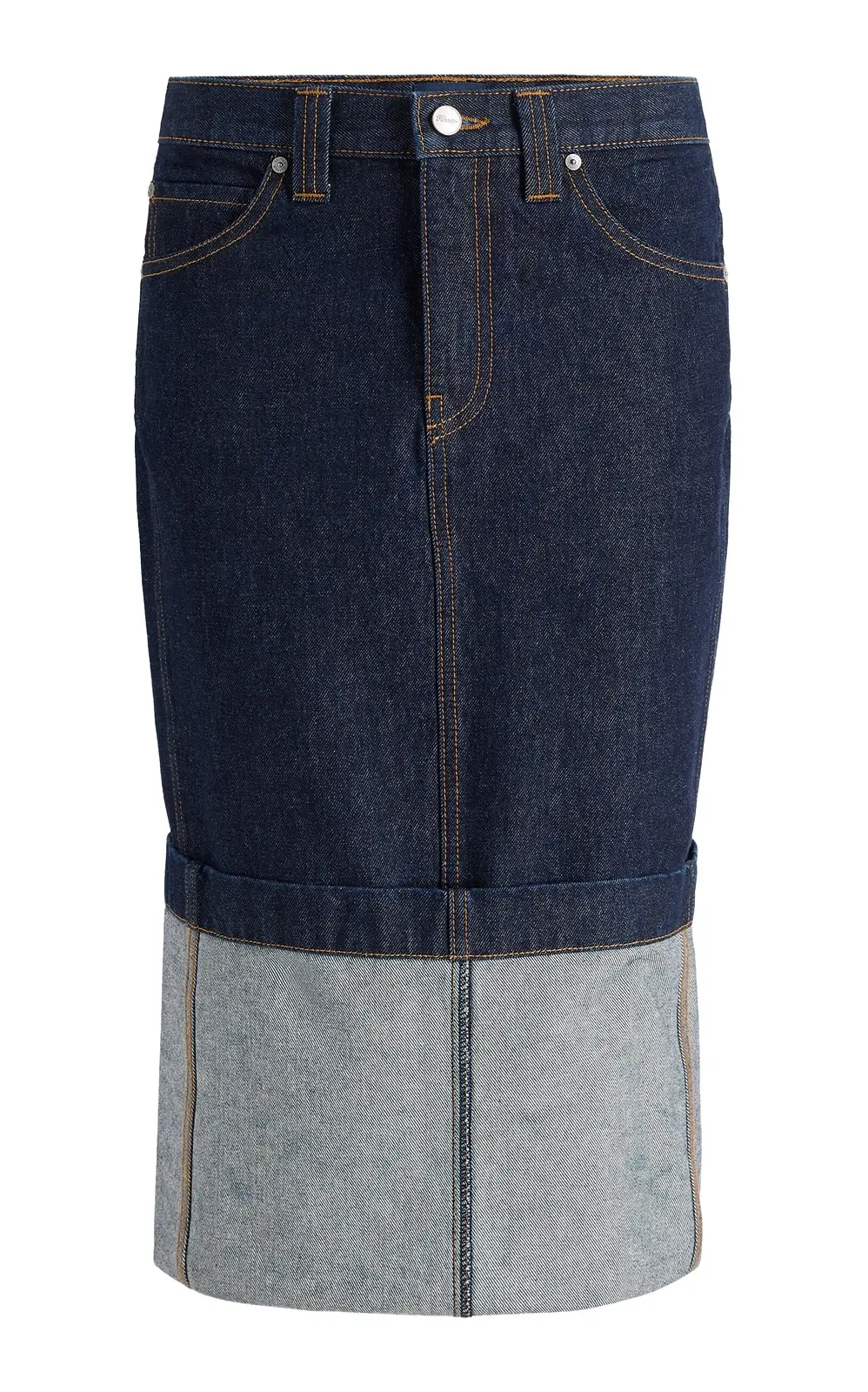 Kilian Cuffed Denim Midi Skirt