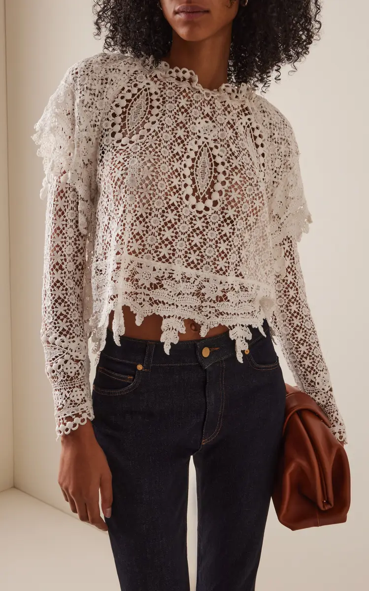 Isabel Marant Hyliana Knit Cotton Lace Top | Thumbnail 3