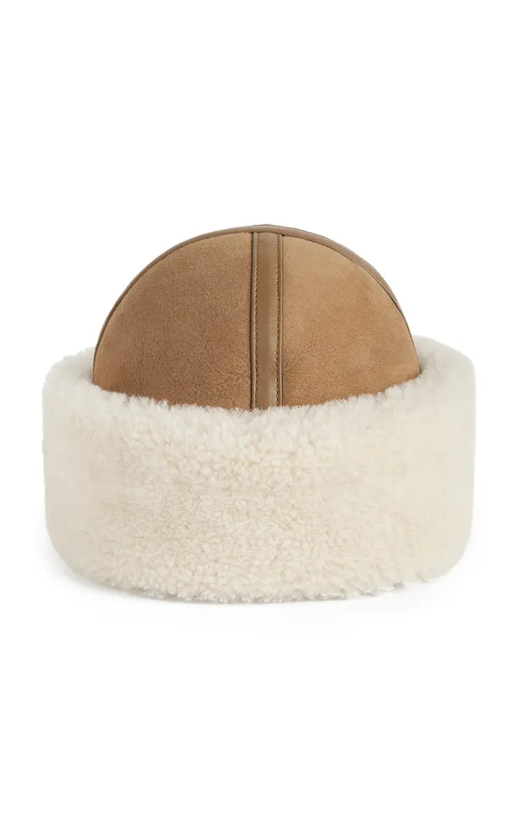 Toteme Shearling-Trimmed Suede Hat | Image 1 Toteme Shearling-Trimmed Suede Hat | Image 1