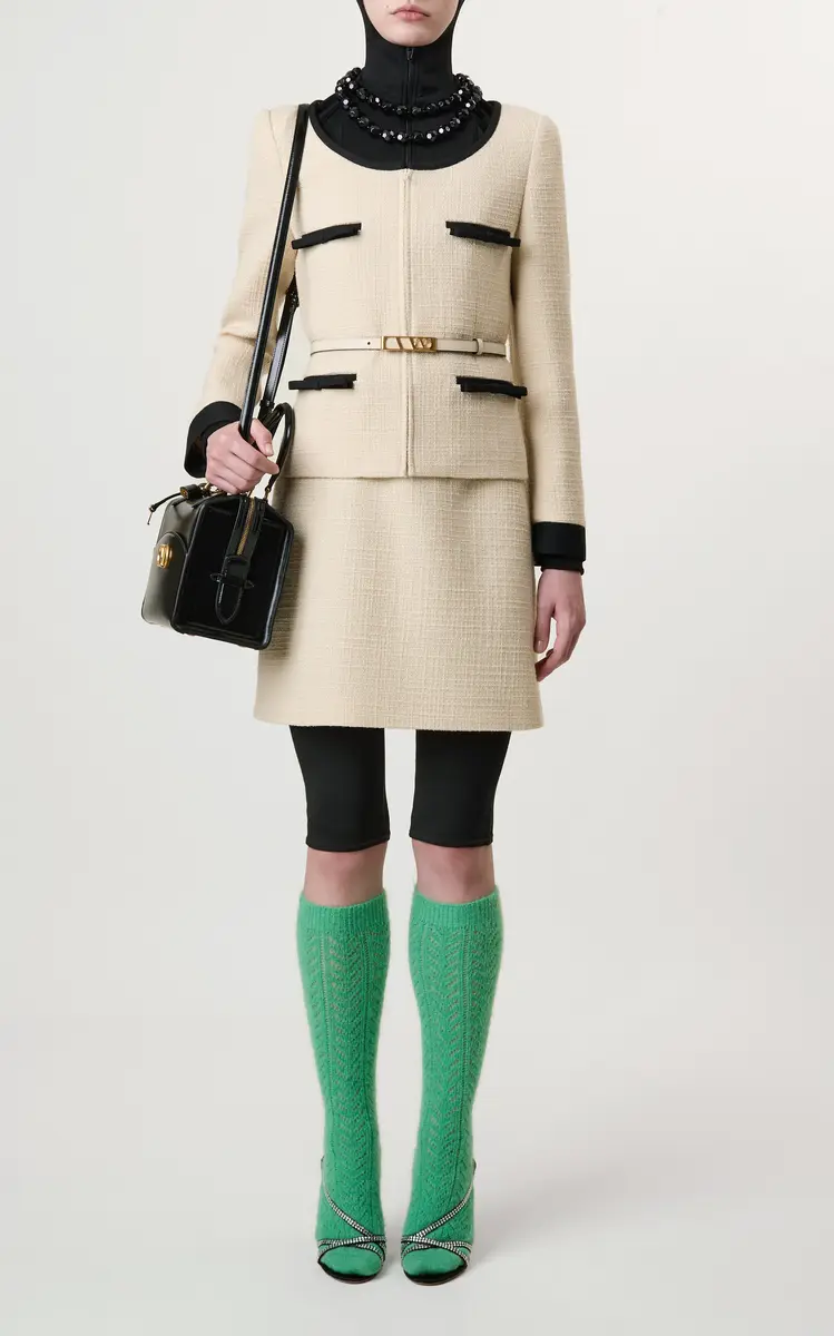 Valentino Garavani Bow-Detailed Wool-Blend Tweed Jacket | Thumbnail 2