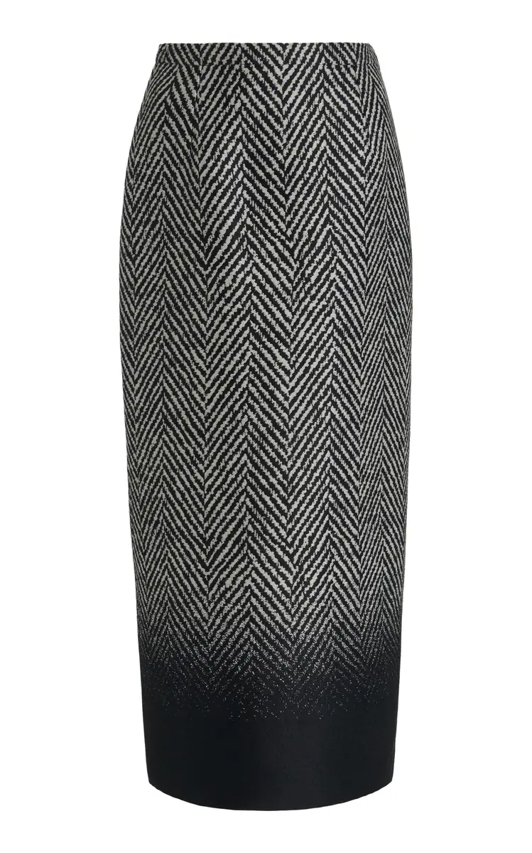 Givenchy Herringbone-Check Wool-Blend Midi Skirt | Image 1 Givenchy Herringbone-Check Wool-Blend Midi Skirt | Image 1