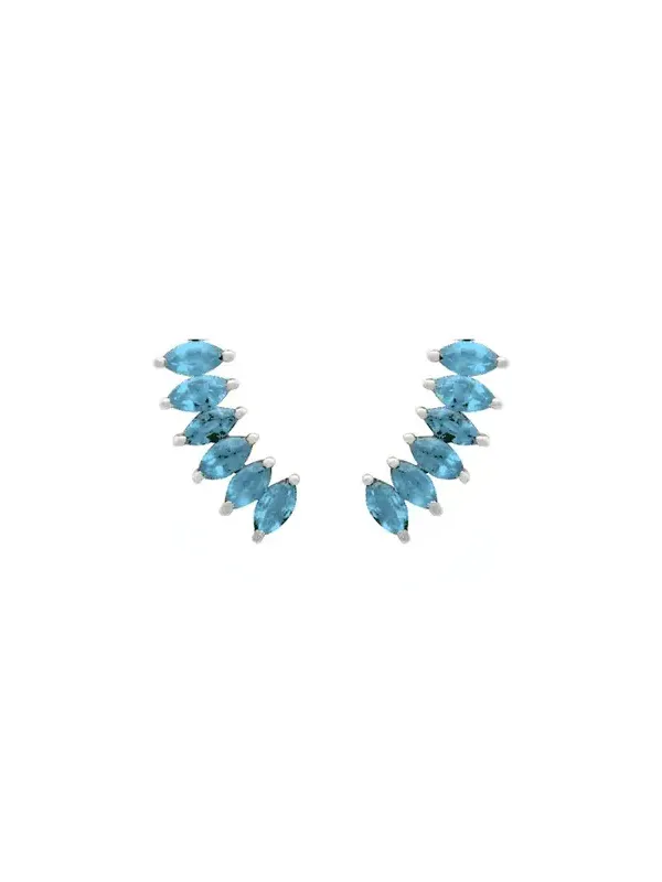 2.13ct Blue Topaz 18K Gold Marquise Climber Earrings 2.13ct Blue Topaz 18K Gold Marquise Climber Earrings
