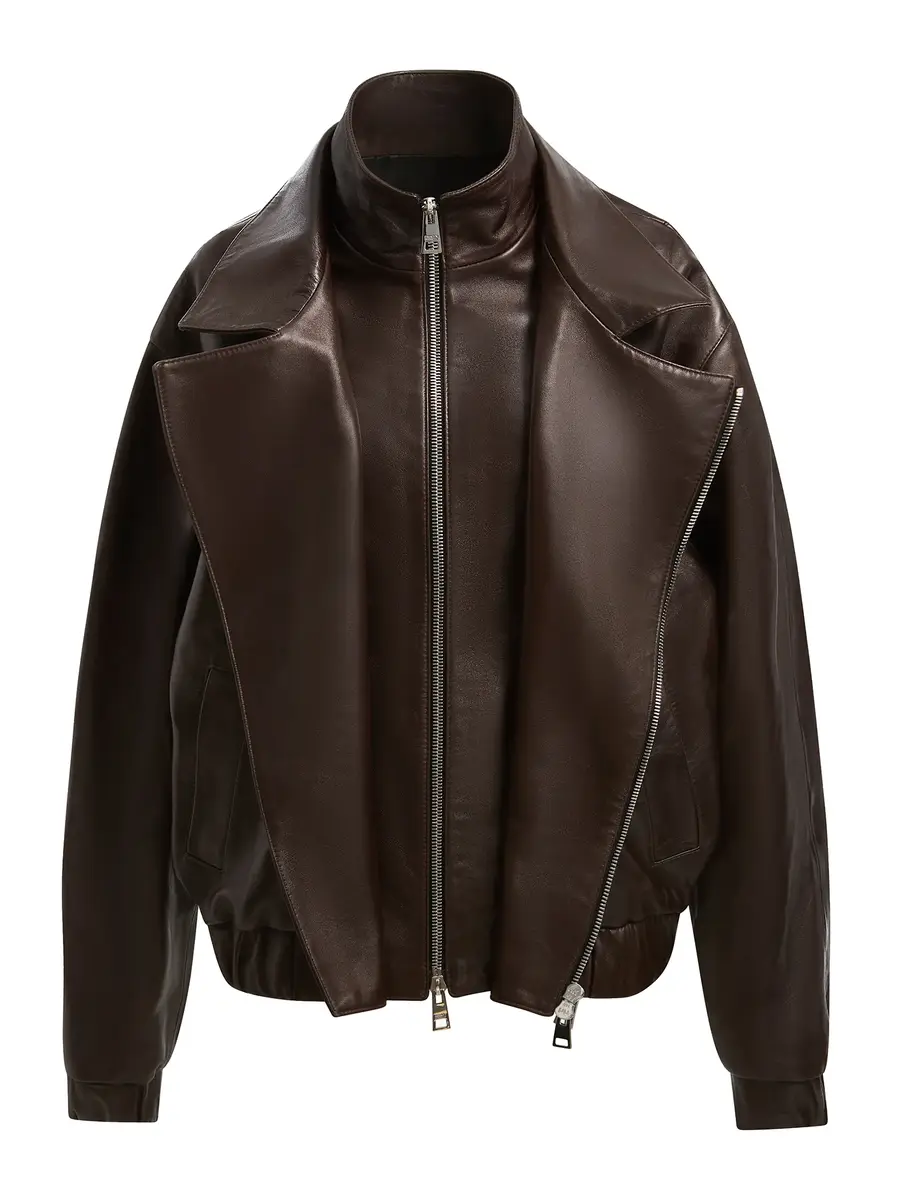 Brandon Maxwell Emmett Double Zip Leather Moto Jacket | Thumbnail 2 Brandon Maxwell Emmett Double Zip Leather Moto Jacket | Thumbnail 2