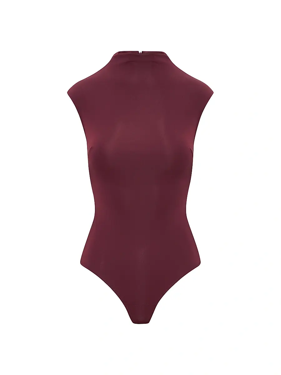 Artemis Diciero Women's Paulina Cap-Sleeve Bodysuit - Burgundy | Image 1 Artemis Diciero Women's Paulina Cap-Sleeve Bodysuit - Burgundy | Image 1