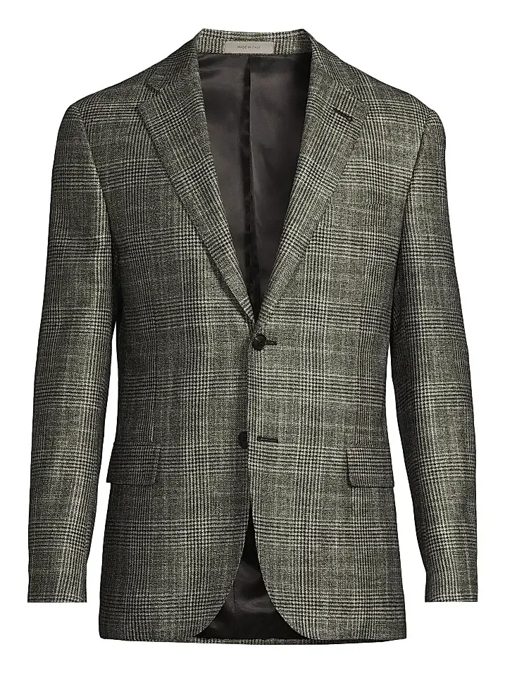 Men's Plaid Wool-Silk-Cashmere Sport Coat Men's Plaid Wool-Silk-Cashmere Sport Coat