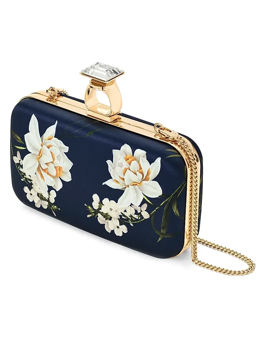 Sachin & Babi Women's On The Rocks Printed Satin Clutch - Navy Narcissus | Thumbnail 3 Sachin & Babi Women's On The Rocks Printed Satin Clutch - Navy Narcissus | Thumbnail 3