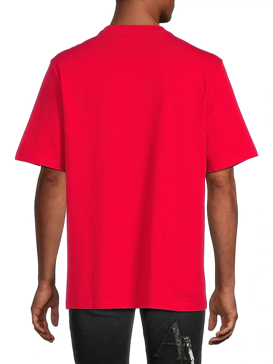Amiri Men's Staggered Logo Cotton T-Shirt - Red | Thumbnail 5 Amiri Men's Staggered Logo Cotton T-Shirt - Red | Thumbnail 5