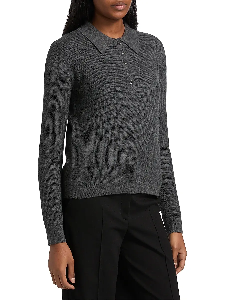 TWP Women's Jorden Cashmere Polo Top - Charcoal | Thumbnail 4 TWP Women's Jorden Cashmere Polo Top - Charcoal | Thumbnail 4
