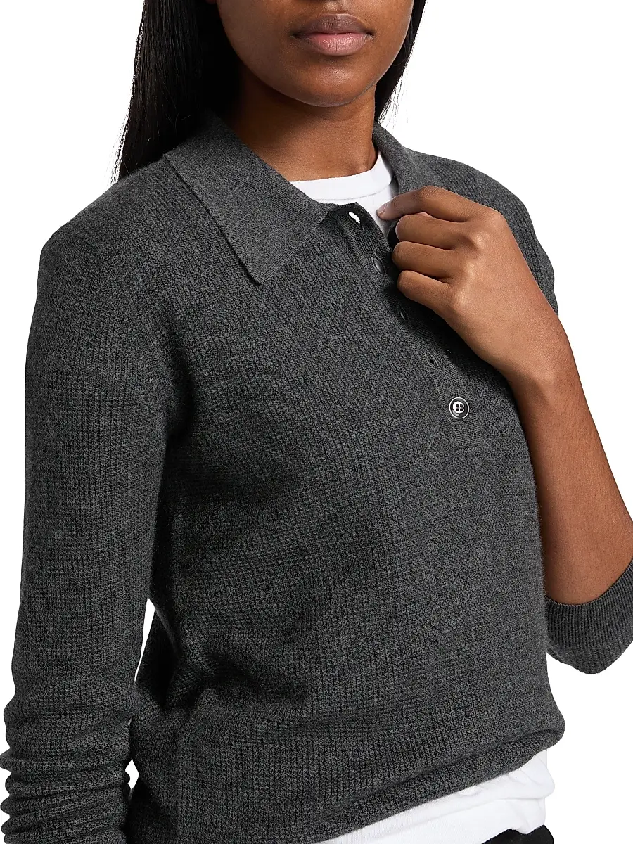 TWP Women's Jorden Cashmere Polo Top - Charcoal | Thumbnail 6 TWP Women's Jorden Cashmere Polo Top - Charcoal | Thumbnail 6