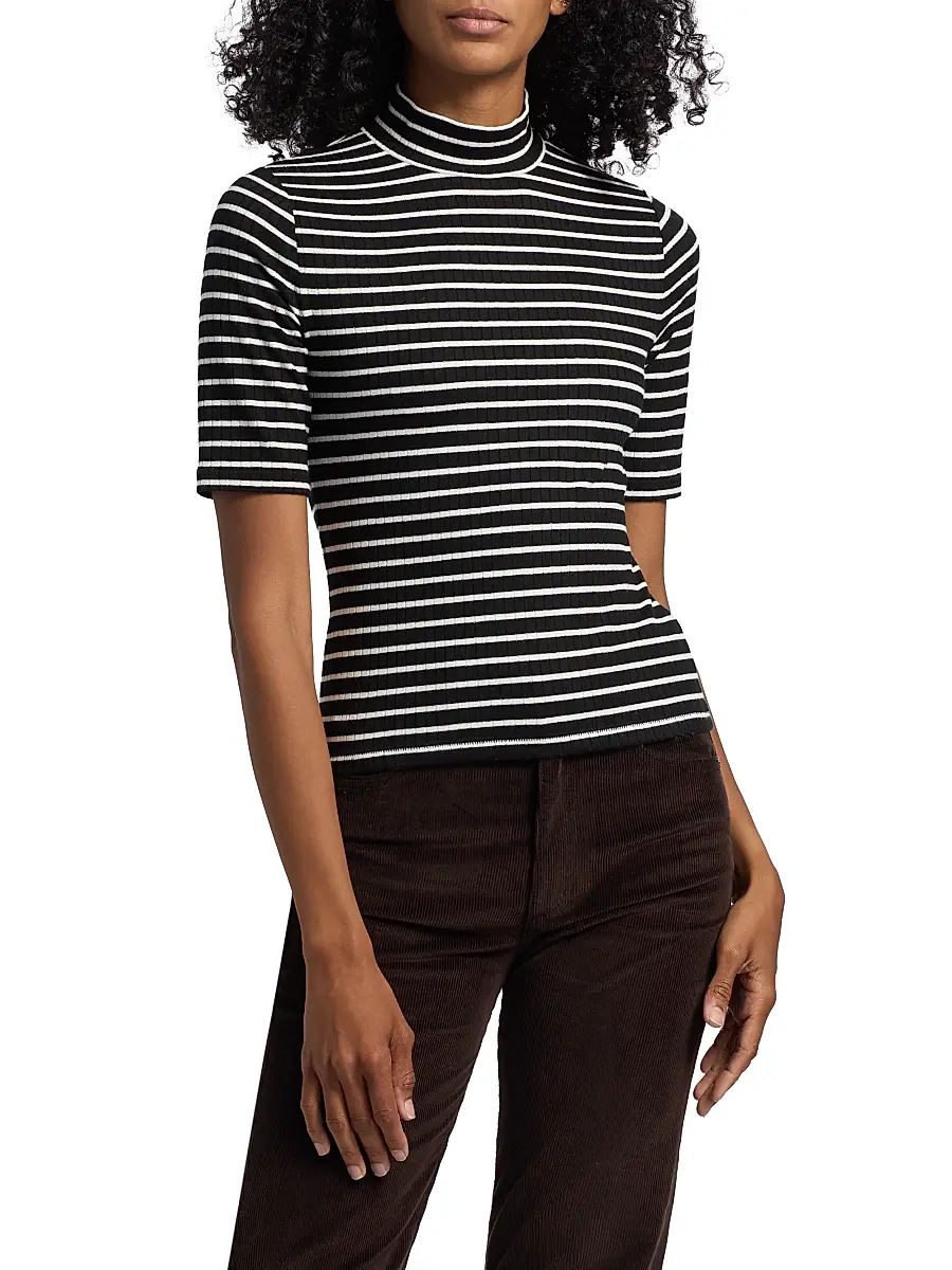 rag & bone Women's The Knit Striped Rib-Knit T-Shirt | Thumbnail 3 rag & bone Women's The Knit Striped Rib-Knit T-Shirt | Thumbnail 3