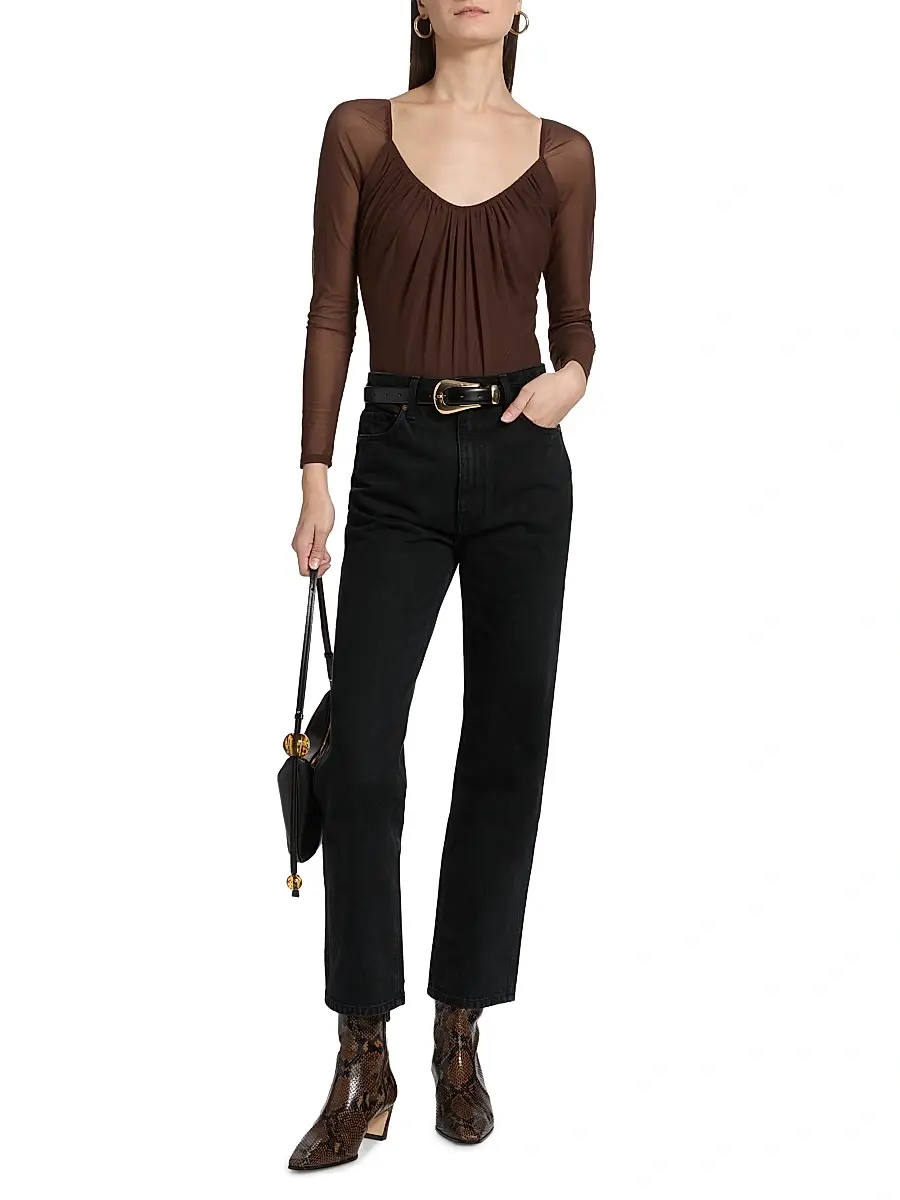 L'Agence Women's Gwendolyn Sheer-Sleeve Bodysuit | Thumbnail 2 L'Agence Women's Gwendolyn Sheer-Sleeve Bodysuit | Thumbnail 2