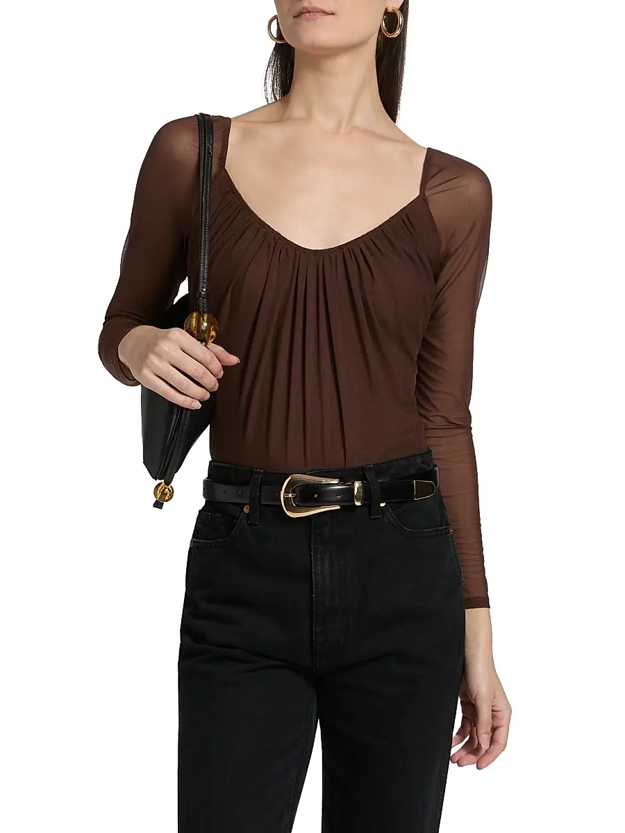 L'Agence Women's Gwendolyn Sheer-Sleeve Bodysuit | Thumbnail 3 L'Agence Women's Gwendolyn Sheer-Sleeve Bodysuit | Thumbnail 3