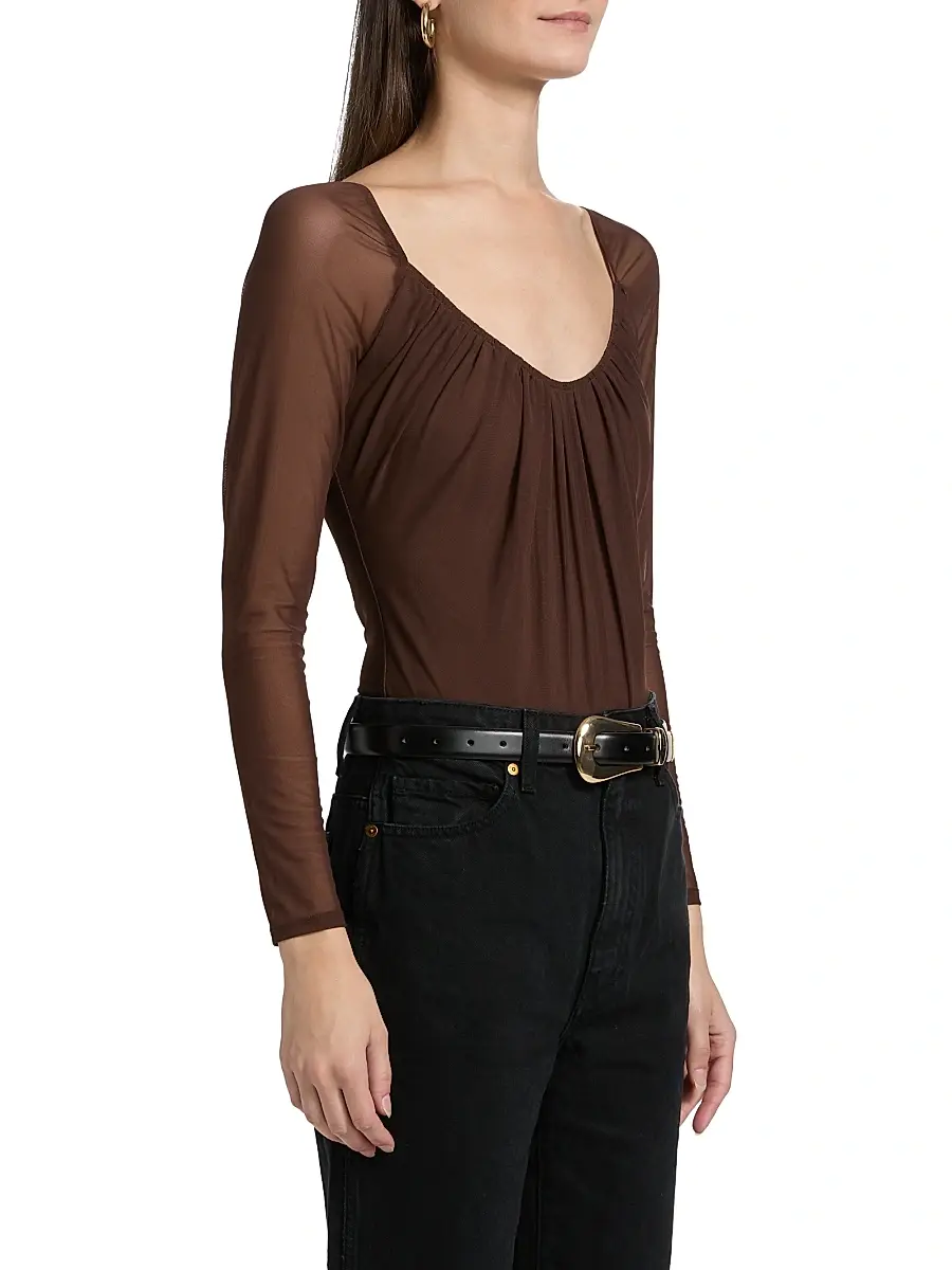 L'Agence Women's Gwendolyn Sheer-Sleeve Bodysuit | Thumbnail 4 L'Agence Women's Gwendolyn Sheer-Sleeve Bodysuit | Thumbnail 4