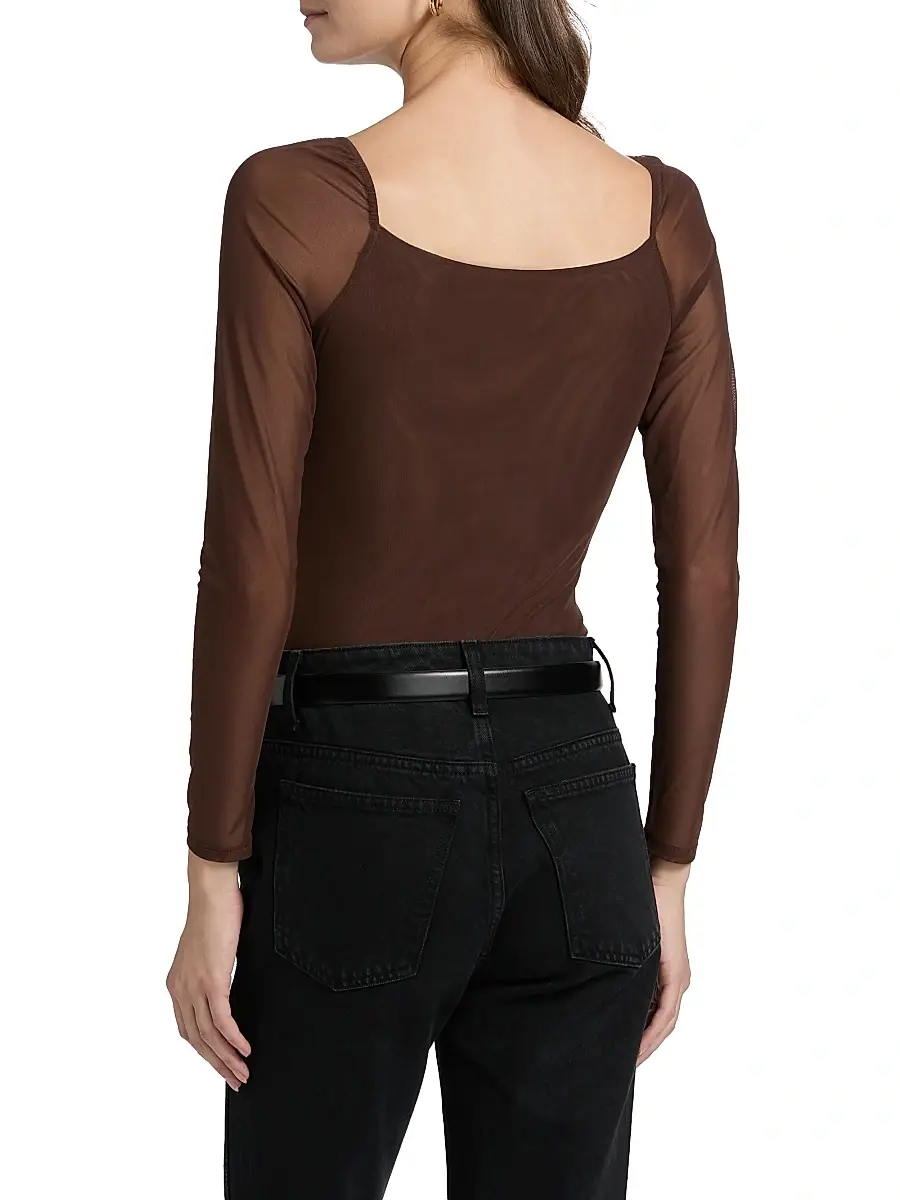 L'Agence Women's Gwendolyn Sheer-Sleeve Bodysuit | Thumbnail 5 L'Agence Women's Gwendolyn Sheer-Sleeve Bodysuit | Thumbnail 5