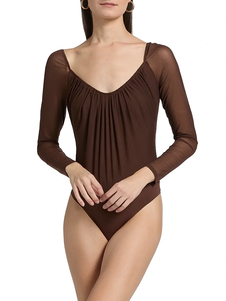 L'Agence Women's Gwendolyn Sheer-Sleeve Bodysuit | Thumbnail 6 L'Agence Women's Gwendolyn Sheer-Sleeve Bodysuit | Thumbnail 6