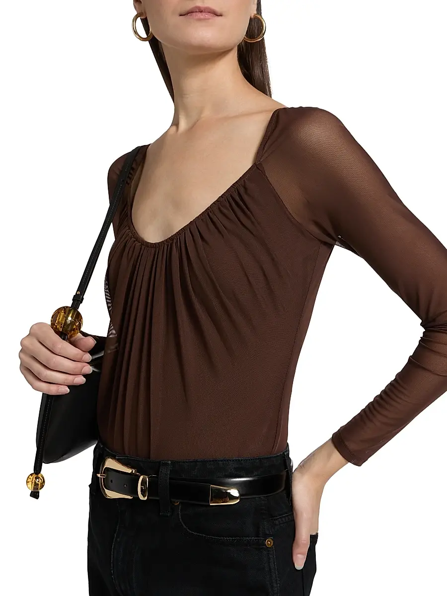 L'Agence Women's Gwendolyn Sheer-Sleeve Bodysuit | Thumbnail 7 L'Agence Women's Gwendolyn Sheer-Sleeve Bodysuit | Thumbnail 7