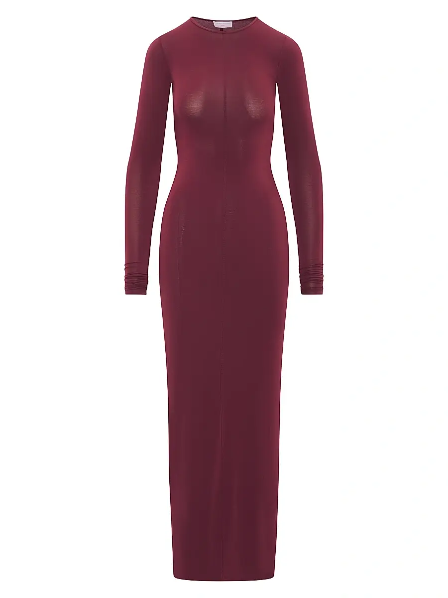 Artemis Diciero Women's Carmen Long-Sleeve Body-Con Maxi Dress - Burgundy | Image 1 Artemis Diciero Women's Carmen Long-Sleeve Body-Con Maxi Dress - Burgundy | Image 1
