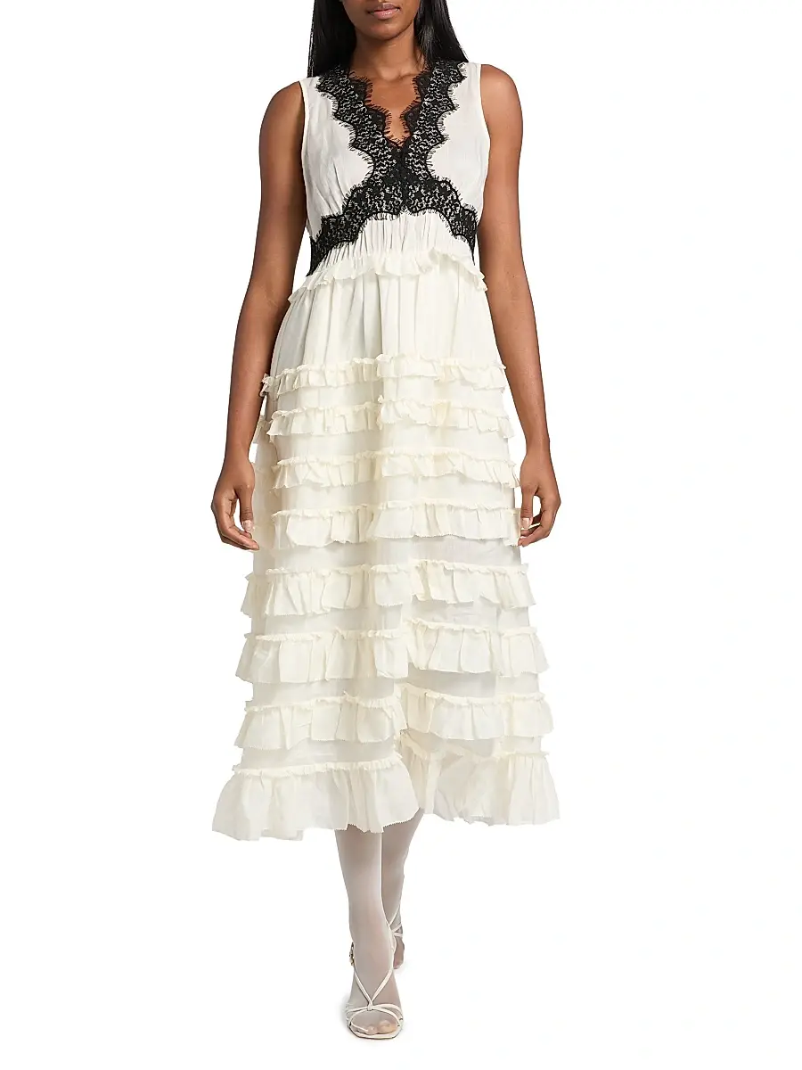Sea Women's Anise Lace-Trim Frill Midi-Dress | Thumbnail 2