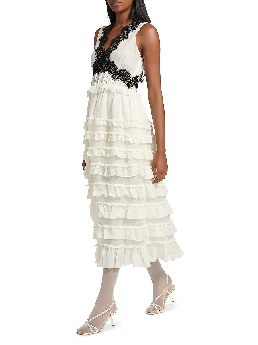 Sea Women's Anise Lace-Trim Frill Midi-Dress | Thumbnail 4