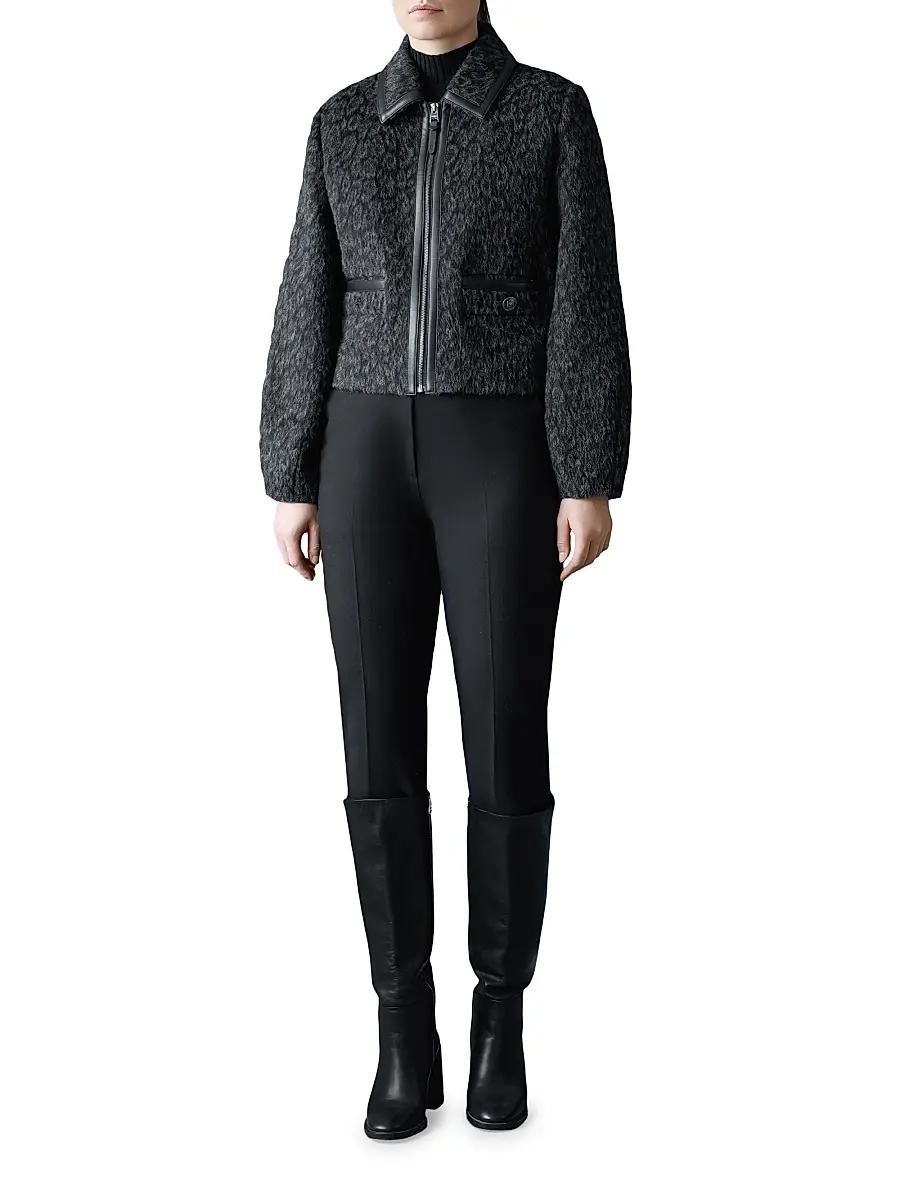 Mackage Women's Lorah Leopard-Print Jacquard Wool-Blend Crop Jacket | Thumbnail 2 Mackage Women's Lorah Leopard-Print Jacquard Wool-Blend Crop Jacket | Thumbnail 2