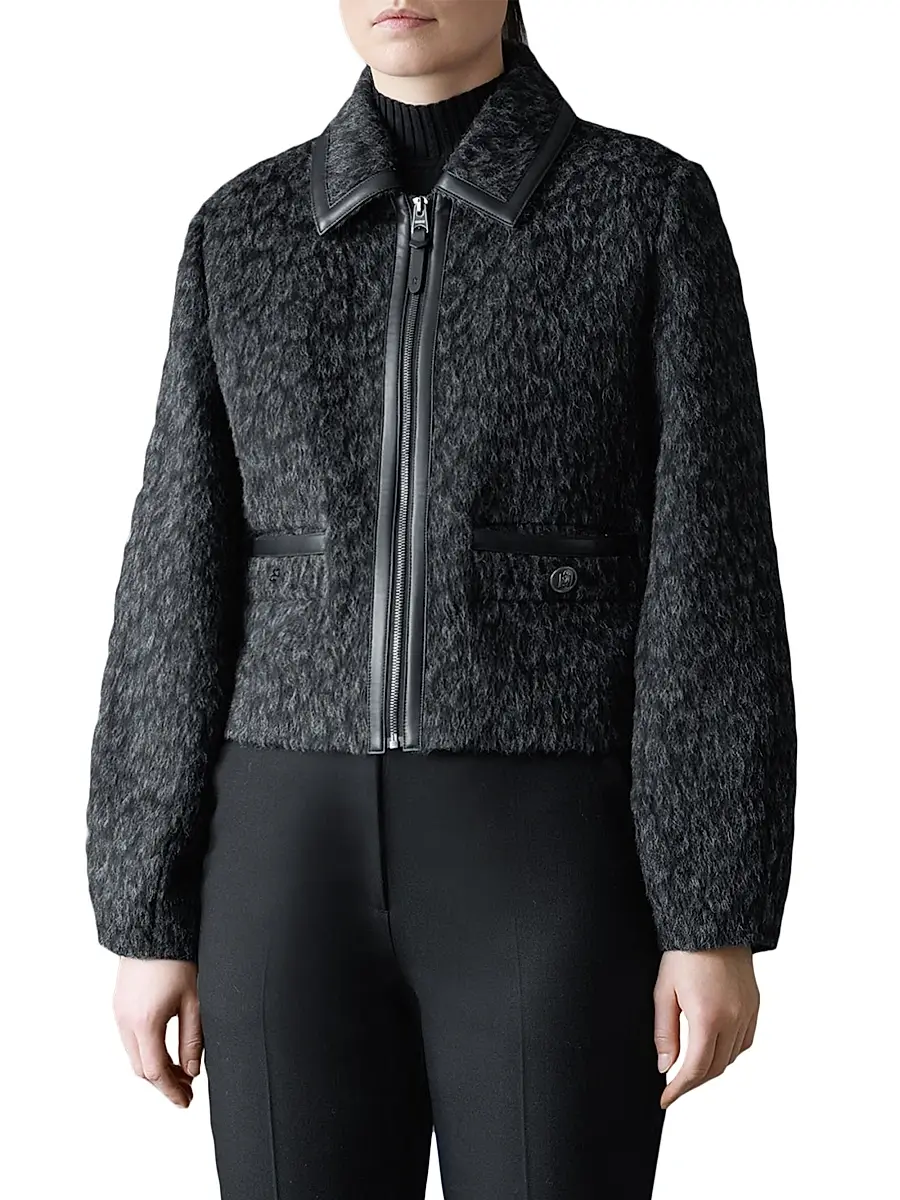 Mackage Women's Lorah Leopard-Print Jacquard Wool-Blend Crop Jacket | Thumbnail 3 Mackage Women's Lorah Leopard-Print Jacquard Wool-Blend Crop Jacket | Thumbnail 3