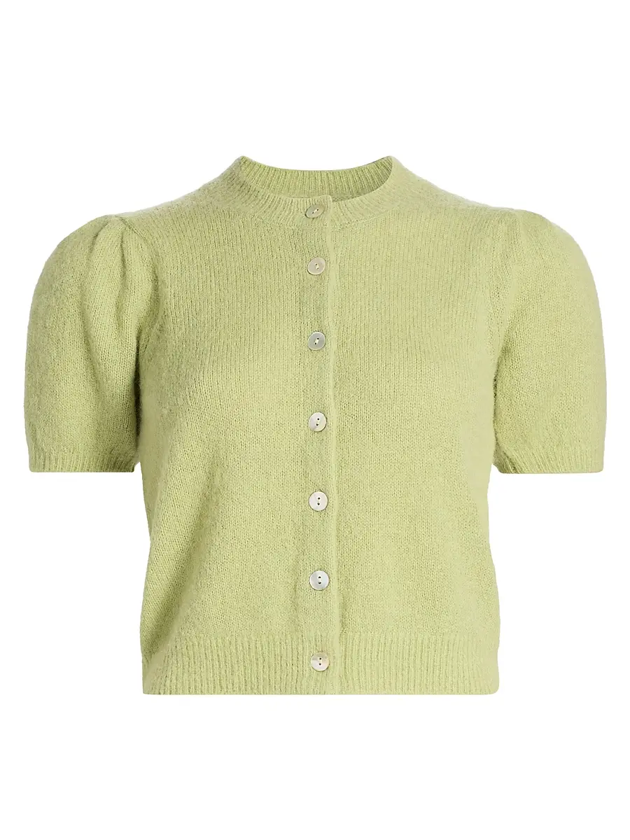 DÔEN Women's Anisa Alpaca-Blend Puff-Sleeve Cardigan - Fernwood Green | Image 1 DÔEN Women's Anisa Alpaca-Blend Puff-Sleeve Cardigan - Fernwood Green | Image 1