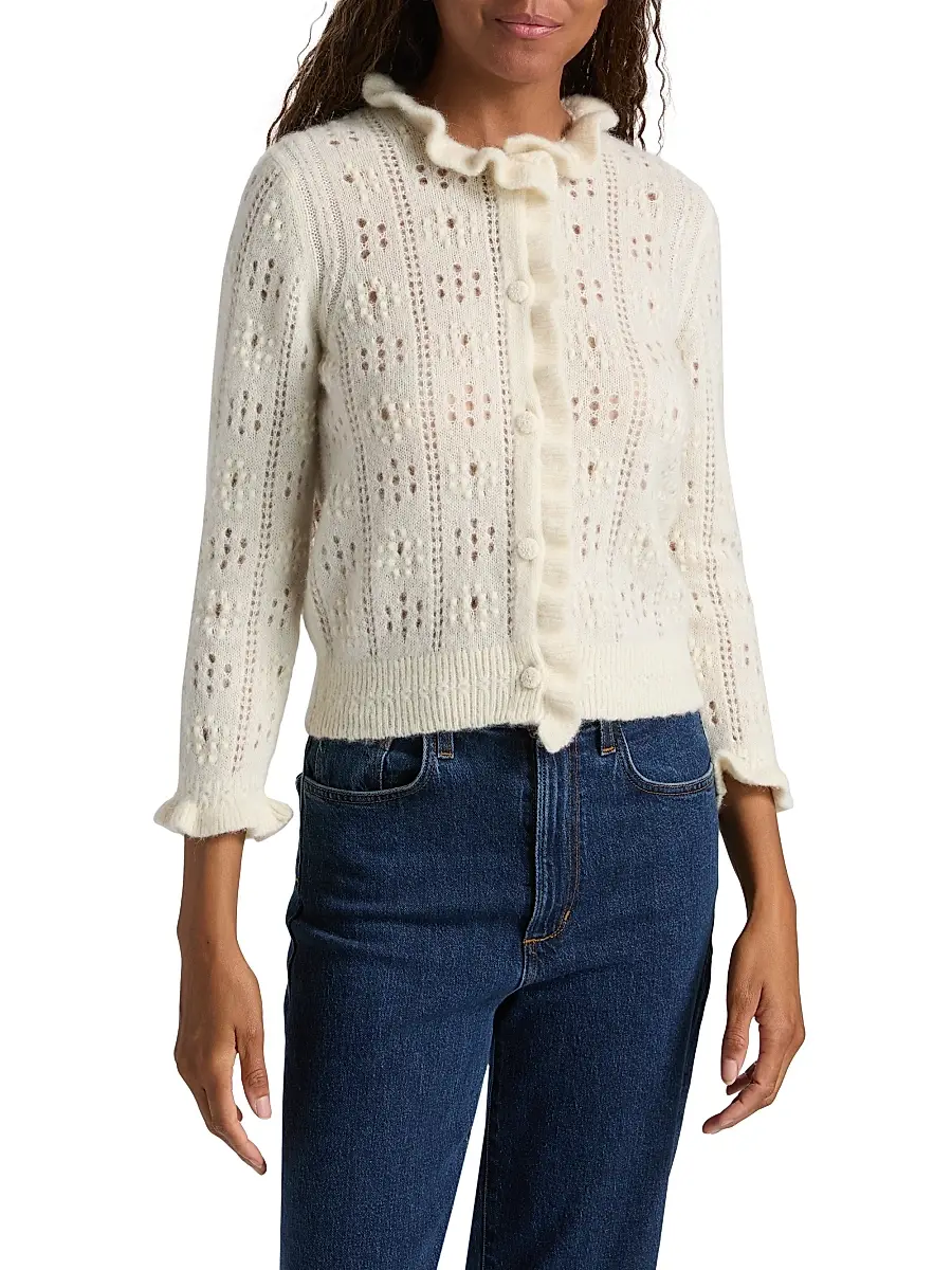 DÔEN Women's Claudie Ruffle Cardigan | Thumbnail 3