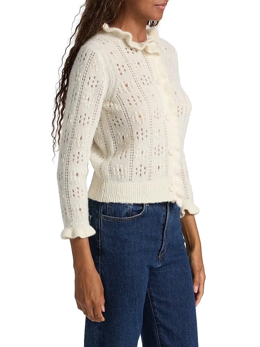DÔEN Women's Claudie Ruffle Cardigan | Thumbnail 4