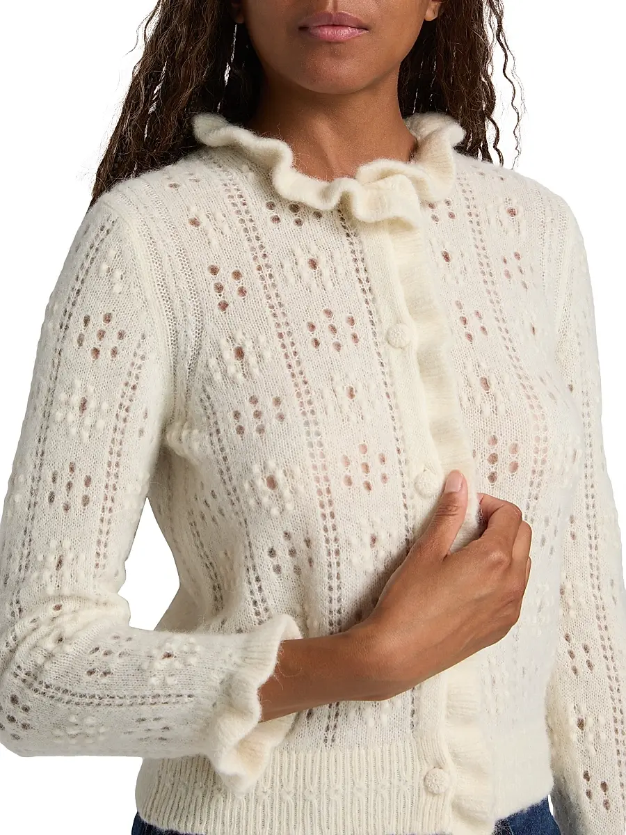 DÔEN Women's Claudie Ruffle Cardigan | Thumbnail 6