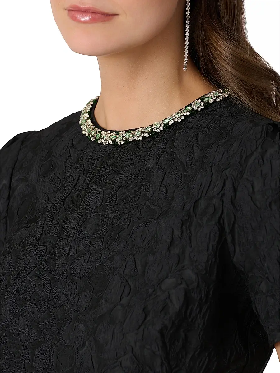 Shoshanna Women's Andie Textured Embellished Cocktail Dress | Thumbnail 4 Shoshanna Women's Andie Textured Embellished Cocktail Dress | Thumbnail 4